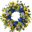 Coroa de primavera Bibelot 60 cm com folhas de hortênsia e margarida