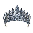 Coroa de tiara de casamento barroca Blue Crystal Beauty Queen
