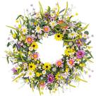 Coroa de verão Yawwind Wildflower 60 cm com margarida lavanda