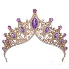 Coroa debutantes florista dourada com lilás roxo claro Coroa debutantes florista dourada com lilás roxo claro