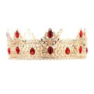 Coroa dourada e vermelha para homens e mulheres, King Queen Tiara