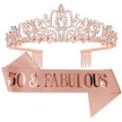 Coroa e faixa de aniversário AOPRIE 50 Fabulous para mulheres