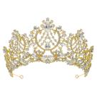 Coroa luxuosa de ouro cristal para casamentos, bailes e festas