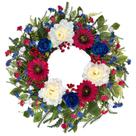 Coroa patriótica Orilium 60 cm com girassóis, peônias e rosas