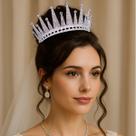 Coroa Tiara Noiva Debutante Miss Strass Luxo Strass Princesa