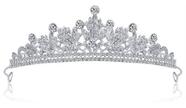 Coroa Tiara Noiva Debutante Prata Porta Coque Casamento T51 Coroa Tiara Noiva Debutante Prata Porta Coque Casamento T51