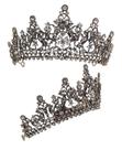 Coroa Tiara Preta Noiva Retrô Rainha Medieval Ouro Velho