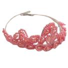 Coroa Tiara Rosa com Detalhes Pérolas Delicada