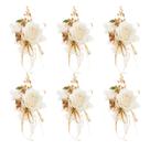 Corpete de pulso Meldel Rose para meninas, mulheres, noiva, dama de honra, conjunto de 6, flores artificiais de casamento com flores artificiais de champanhe, flores artificiais, acessórios para festa de formatura