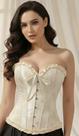 Corpete Espartilho Corset Cinta Modela Cintura Brocado Sexy Cor:CremeTamanho:36 (S)