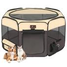 Corralito portátil para mascotas Aivituvin, tienda plegable para perros, jaula marrón