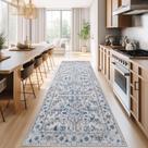 Corredor de alfombra Jinchan Vintage Floral 90x210 cm azul lavable Corredor de alfombra Jinchan Vintage Floral 90x210 cm azul lavable