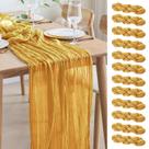 Corredor de mesa Asee'm 12 peças de gaze 89x305 cm dourado