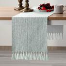 Corredor de mesa BESBESME Rustic Boho Style 275 cm verde celeste Corredor de mesa BESBESME Rustic Boho Style 275 cm verde celeste