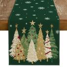 Corredor de mesa GEEORY 33x122cm Árvores de Natal verdes