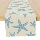 Corredor de mesa Muktoujaumai Blue Starfish Burlap 33x183cm Corredor de mesa Muktoujaumai Blue Starfish Burlap 33x183cm