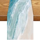 Corredor de mesa SHADIORA Ocean Beach Wave Rustic Summer Blue Corredor de mesa SHADIORA Ocean Beach Wave Rustic Summer Blue