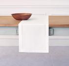 Corredor de mesa Solino Home, algodão, linho, bainha, branco, 230 cm