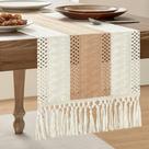 Corredor de mesa ZeeMart estilo macramê bicolor 36 cm x 90 cm bege/marfim