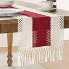 Corredor de mesa ZeeMart Macrame Style bicolor 36x183cm vermelho/marfim