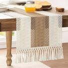 Corredor de mesa ZeeMart Macrame Style Bicolor 36x229cm marrom/marfim