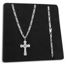 Corrente 3x1 3mm com Pingente Crucifixo São Bento Prata 925 Legítima Maciça Italiana Original Escamada 60cm 70cm