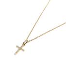 Corrente Bailarina Em Ouro 18k Com Pingente Cruz Zircônias Cordão Colar Gargantilha Feminina