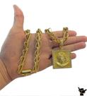 Corrente Balão 13mm + Pingente Jesus - Banhado a Ouro 18k