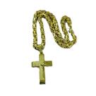 Corrente Bali Banhada a ouro 18k 60cm com pingente de cruz pai nosso Colar grosso
