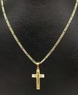 Corrente Banhada Ouro 3x1 2mm 18k Cordão Masc/ Femin 50cm + Pingente