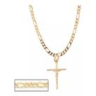 Corrente banhado ouro 3x 24k 18k e 22k masculina fina 60 cm com crucifixo cruz cristo ouro 18k rommanel 530109 540027