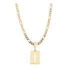 Corrente banhado ouro 3x 24k 18k e 22k masculina fina 60 cm com pingente retangular cruz vazada rommanel 530109 540104