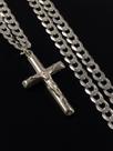 Corrente C/ Crucifixo Prata Maciça 925 Grumet Masculina 80cm