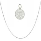Corrente C/ Pingente Medalha Divino Espírito Santo Prata 925