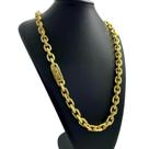 Corrente Cadeado 12mm Fecho Gaveta Banhado a Ouro 18k