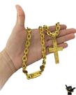 Corrente Cadeado 12mm + Pingente Cruz - Banhado a Ouro 18k Corrente Cadeado 12mm + Pingente Cruz - Banhado a Ouro 18k