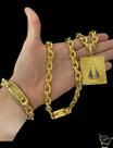 Corrente Cadeado 12mm + Pulseira Pingente Banhados a Ouro Corrente Cadeado 12mm + Pulseira Pingente Banhados a Ouro