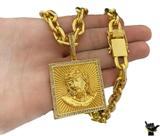 Corrente Cadeado 14mm + Pingente Rosto - Banhado a Ouro 18k Corrente Cadeado 14mm + Pingente Rosto - Banhado a Ouro 18k