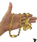 Corrente Cadeado 14mm + Pingente São Jorge - Banhado a Ouro Corrente Cadeado 14mm + Pingente São Jorge - Banhado a Ouro