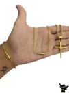 Corrente Cadeado 2mm + Pingente + Pulseira - Banhado a Ouro