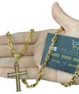 Corrente Cadeado 6mm + Pingente Cruz - Banhado a Ouro 18k Corrente Cadeado 6mm + Pingente Cruz - Banhado a Ouro 18k