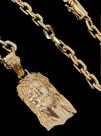 Corrente cadeado 6mm pingente face de cristo banhado a ouro