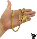 Corrente Cadeado 6mm + Pingente Ferradura - Banhado a Ouro Corrente Cadeado 6mm + Pingente Ferradura - Banhado a Ouro