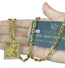 Corrente Cadeado 6mm Pingente São Jorge Banhado a Ouro 18k Corrente Cadeado 6mm Pingente São Jorge Banhado a Ouro 18k