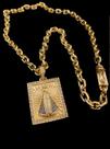 Corrente cadeado 8mm banhado a ouro + pingente nossa senhora