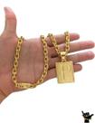 Corrente Cadeado 8mm + Pingente Letra - Banhado a Ouro 18k