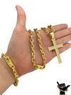 Corrente Cadeado 8mm + Pulseira + Pingente - Banhado a Ouro