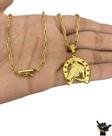 Corrente Cadeado Along 3mm Pingente Ferradura Banhado a Ouro