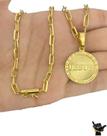 Corrente Cadeado Alongado 5mm+Pingente Jesus -Banhado a Ouro
