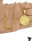Corrente Cadeado Alongado 5mm+Pingente Jesus -Banhado a Ouro